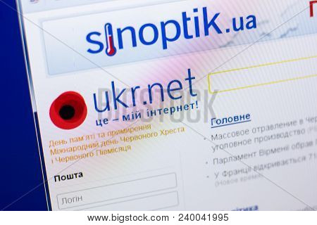 Ryazan, Russia - May 08, 2018: Ukr Website On The Display Of Pc, Url - Ukr.net
