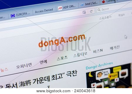 Ryazan, Russia - May 08, 2018: Donga Website On The Display Of Pc, Url - Donga.com