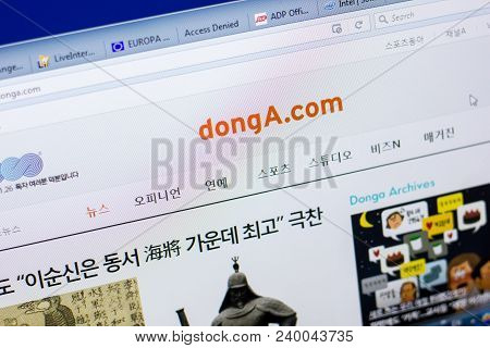 Ryazan, Russia - May 08, 2018: Donga Website On The Display Of Pc, Url - Donga.com