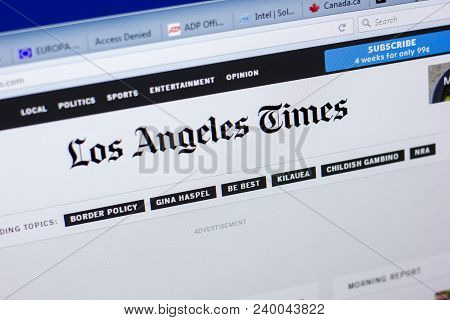 Ryazan, Russia - May 08, 2018: Latimes Website On The Display Of Pc, Url - Latimes.com
