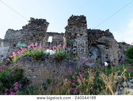 The Ruins Of The Fortress In Southern Italy, In The Picturesque Town Of Santa Maria Del Cedro, The R