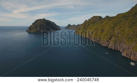 Tropical Islands, Aerial View. Aerial View: Sea And The Tropical Islands. Tropical Bay In El Nido. A