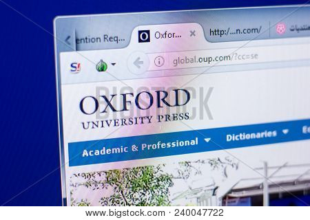 Ryazan, Russia - May 08, 2018: Oup Website On The Display Of Pc, Url - Oup.com