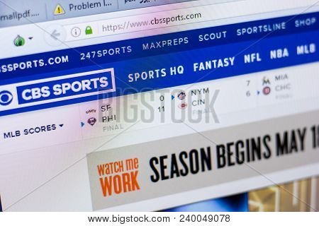 Ryazan, Russia - May 08, 2018: Cbssports Website On The Display Of Pc, Url - Cbssports.com