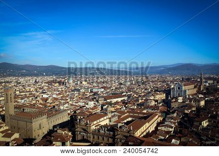 Scenic Panoramic View Of Florence City, Tuscany, Italy