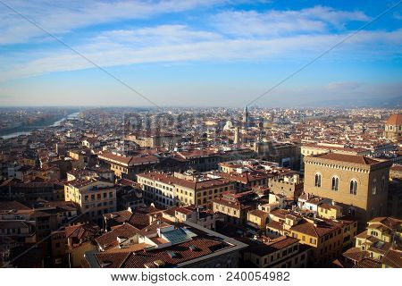 Scenic Panoramic View Of Florence City, Tuscany, Italy