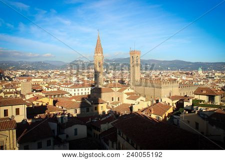 Scenic Panoramic View Of Florence City, Tuscany, Italy
