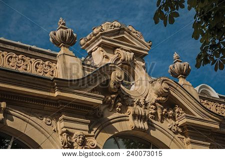 Paris, France - July 11, 2017. Close-up Of The Far-fetched Building Decoration In A Sunny Day At The