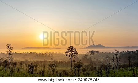Beautiful Pamorama Sunrise Landscape Mountain Nature Thailand