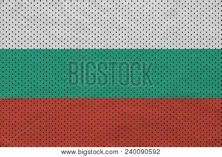 Bulgaria Flag Printed On A Polyester Nylon Sportswear Mesh Fabric With Some Folds