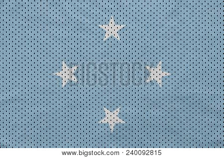 Micronesia Flag Printed On A Polyester Nylon Sportswear Mesh Fabric With Some Folds