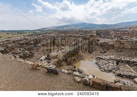 View Of Israelite Fortress Remains, In Tel Hazor National Park, A Unesco World Heritage Site In Nort