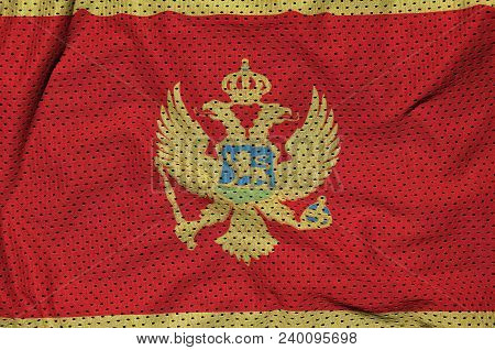 Montenegro Flag Printed On A Polyester Nylon Sportswear Mesh Fabric With Some Folds
