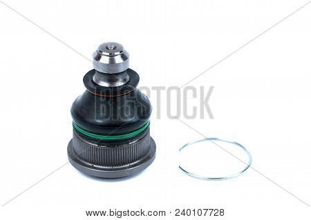 New Spherical Joint On A White Background. Spare Parts For Replacing The Spherical Joint Of The Ball