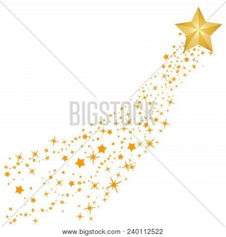 Abstract Falling Star Vector - Yellow Shooting Star With Elegant Star Trail On White Background - Me