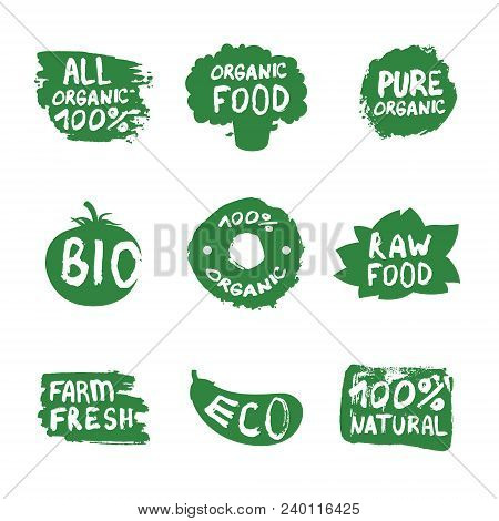 Set Of Icons Of Organic And Fresh Vegetables