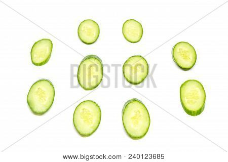 Oval Cucumber On A White Background , Beauty And Health