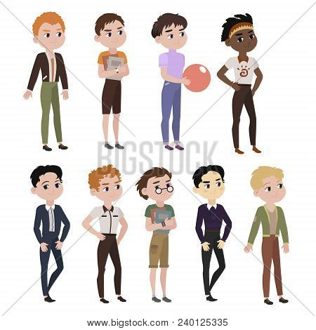 Set Of Boys Dressed In Different Beautiful Outfits