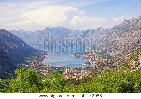 Beautiful View Of Gulf Of Kotor And Kotor City. Montenegro