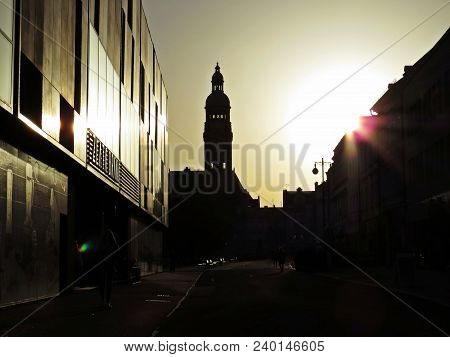Sunset Over The Main Square Of Prostejov City, Czech Republic