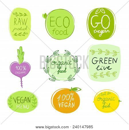 Set Of Vector Logos Of Organic Natural Products