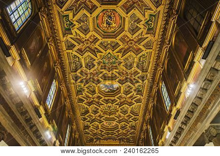 Rome, Italy, March 2017: Detail Of The External Facade Of The Teatro Argentina In Rome. This Theater