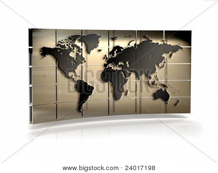Kaart van de wereld op 3D in blokjes terug Drop
