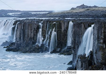 Selfoss waterfall. Beauty of the world. Wonderful landscape in Iceland. Famous Tourist Attraction