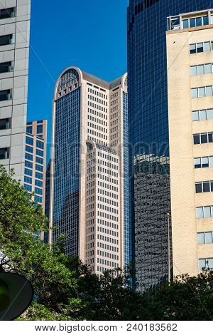 Dallas, Texas - May 7, 2018: View Of The Comerica Bank Tower Located On Ervay Street