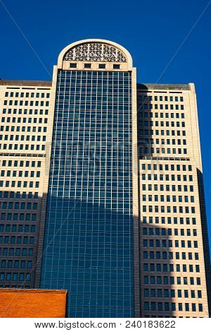 Dallas, Texas - May 7, 2018: View Of The Comerica Bank Tower Located On Ervay Street