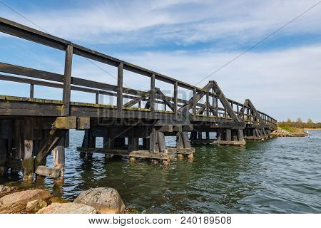 Bridge Towards Island Of Langoe In Denmark