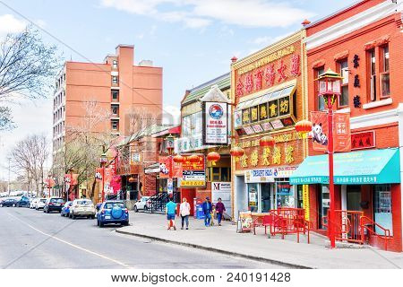 Calgary, Canada - May 6, 2018: Chinatown On Second Avenue In The Heart Of Calgary Downtown District.