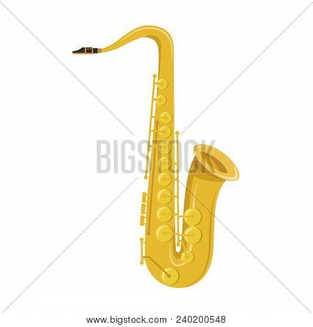 Vector Illustration Of A Saxophone In Cartoon Style Isolated On White Background