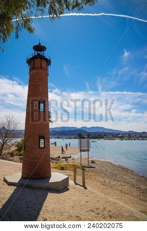 Lake Havasu Lighthouse On The Beach In Arizona