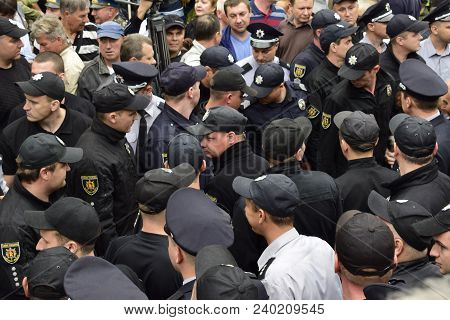 Ukraine, Kiev - 05.9.2016: People Celebrate The Day Of Victory In The Streets Of The City, A Militar