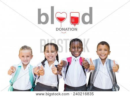 Group of kids and blood donation concept