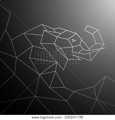 Halftone Vector Illustration. Elephant Silhouette. Gradient Image