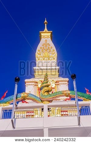 Thai Buddhist Pagoda At Doi Thepnimit Temple On Patong Hilltop. It Is The Newest Landmark For Touris