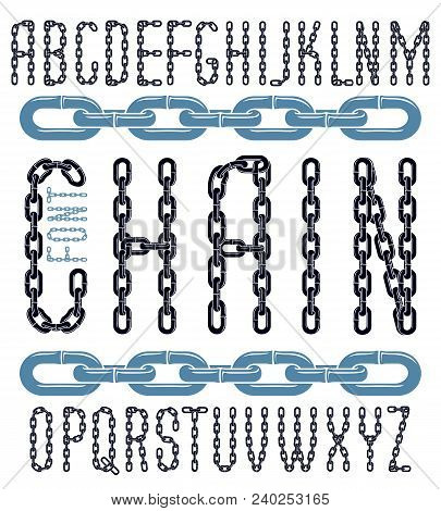 Vector Font, Trendy Typescript Can Be Used In Poster Creation. Upper Case Decorative Letters Created