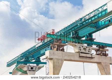 Construction Of Mass Rail Transit Line In Progress, Construction Bridge Crossing