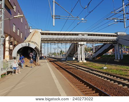 Skhodnya, Russia - May 09. 2018 A Railway Station Skhodnya