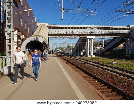 Skhodnya, Russia - May 09. 2018 A Railway Station Skhodnya