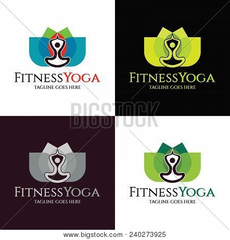 Fitness Yoga Logo Design Template. Vector Illustration