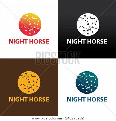 Night Horse Logo Design Template. Vector Illustration