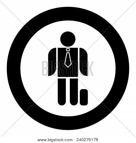 Businessman With Case Icon Black Color Vector Illustration Simple Image Flat Style