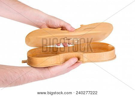 Luthier Showing Assemble Moment Of The Violin Back And Belly