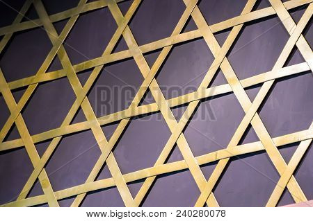 Hexagon Star On Black Background Are Created By Bamboo Flat Stick