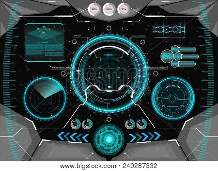 Futuristic Concept Gui For Helmet. Head-up Display Template In Hud Style. Futuristic Vr Head-up Disp