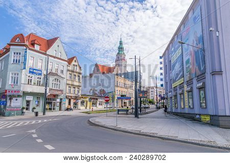Olsztyn, Poland - May 1, 2018: November 11 (polish: 11 Listopada) Street In City Center Of Olsztyn.