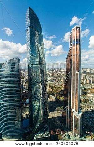 Moscow , Russia-april 27, 2018 -skyscrapers Of Moscow City - Moscow International Business Center In